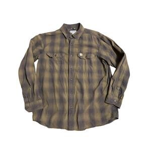 Carhartt Relaxed Fit Plaid Long Sleeve Button Up Shirt Men’s Size Large